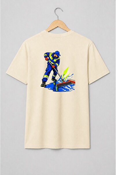Generic Brand Tricou unisex cu Muncitor de salubritate cu racletă streetwear