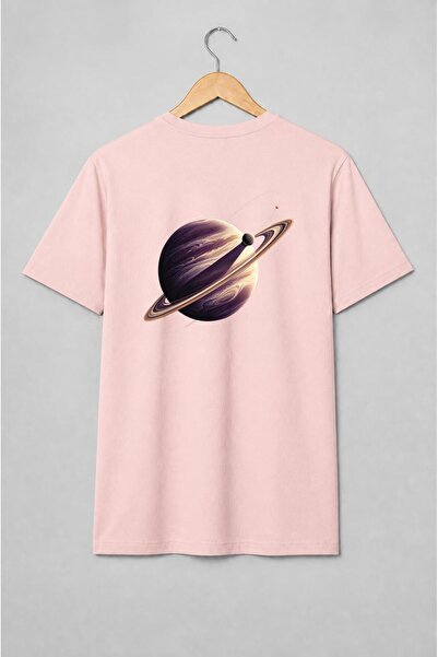 Generic Brand Tricou unisex cu Saturn cu inele în stil retro