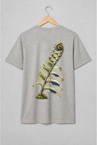 Generic Brand Tricou unisex cu Ferigă cu frunze spiralate ilustrație botanică