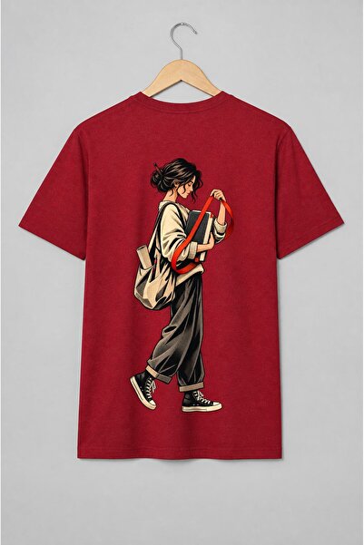 Generic Brand Tricou unisex cu Femeie cu jurnal și creion în stil retro