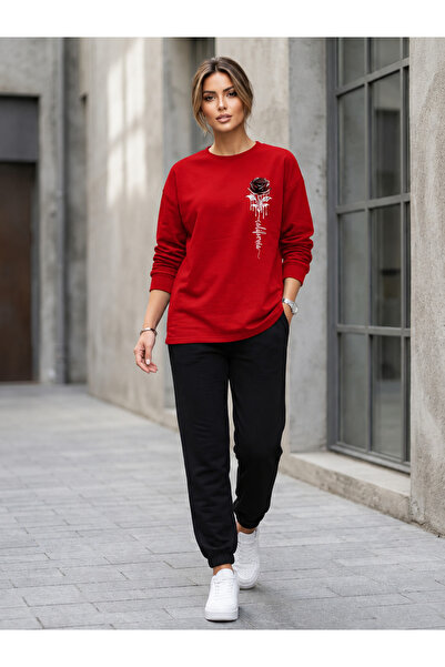 CLOTHES33 Zero Collar Sweat Suit 2-Piece Combination Winter Shardooned Rose P...