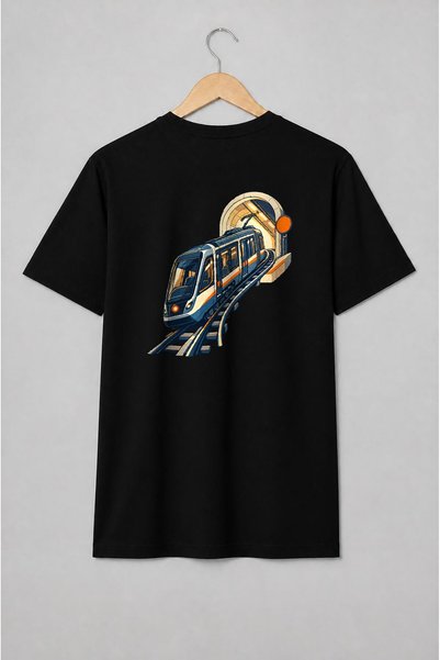 Generic Brand Tricou unisex cu Tren futurist
