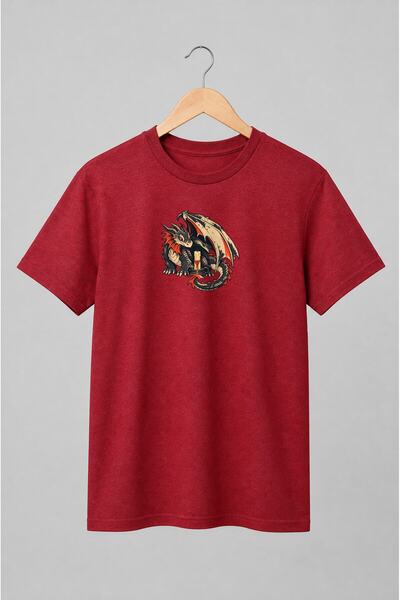 Generic Brand Tricou unisex cu Dragon medieval cu lumânare