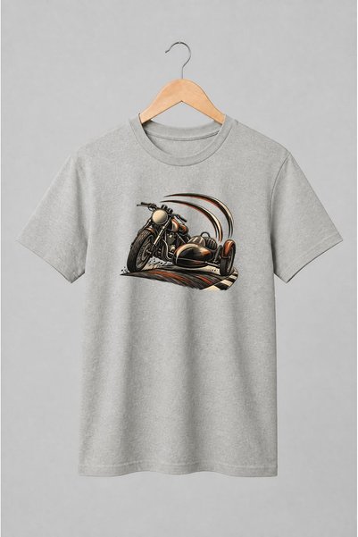Generic Brand Tricou unisex cu Motocicletă cu ataș vintage