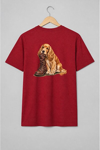 Generic Brand Tricou unisex cu Câine Cocker Spaniel cu Bocanc Vintage