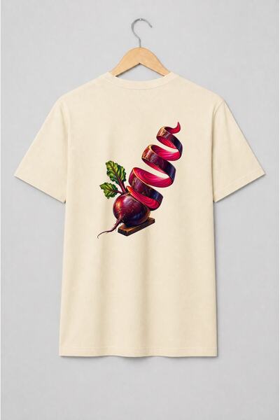 Generic Brand Tricou unisex cu Sfeclă roșie cu frunze – ilustrație culinară
