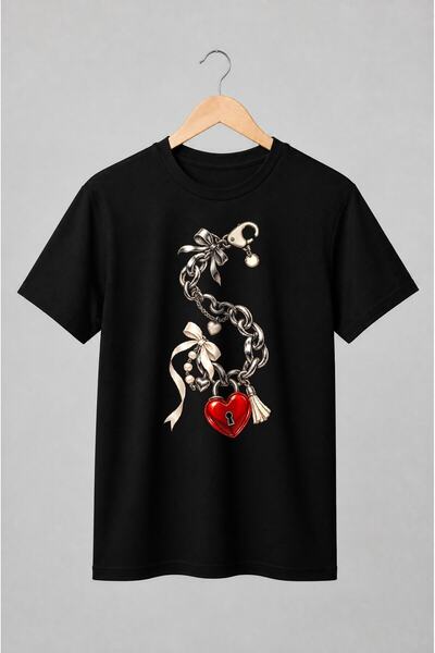 Generic Brand Tricou unisex cu Brățară romantică cu inimă tip lacăt și funde