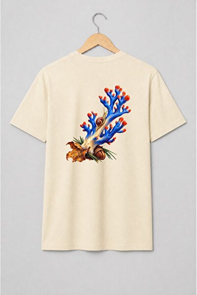 Generic Brand Tricou unisex cu Melc pe ramură cu ghindă în stil botanic
