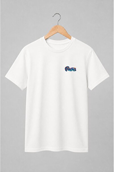 Generic Brand Tricou unisex cu Ceas de mână cu val oceanic în stil pixel art