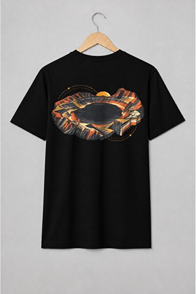 Generic Brand Tricou unisex cu Crater cosmic cu orbite în stil vintage