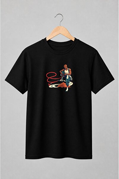 Generic Brand Tricou unisex cu Femeie cu lasou roșu stil western