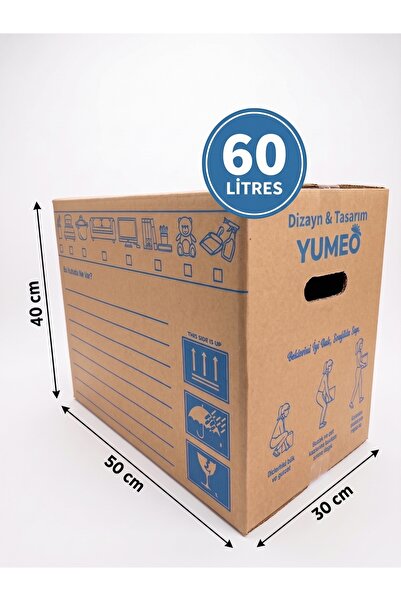 Yumeo Premium Ev Taşıma Kolisi 50x30x40 cm - Tutma Yerli Çift Oluklu Kraft Ku...