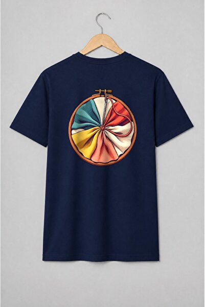Generic Brand Tricou unisex cu Gherghef cu ac și țesături colorate pentru art...