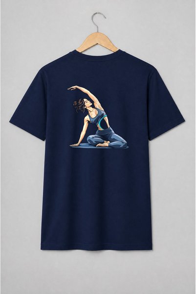 Generic Brand Tricou unisex cu Femeie practicând yoga pentru wellness