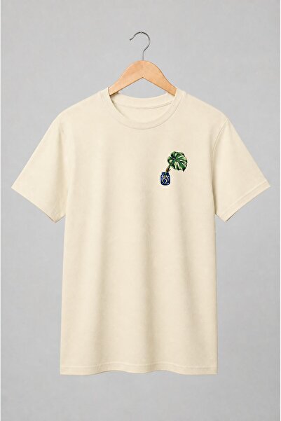 Generic Brand Tricou unisex cu Frunză Monstera în Borcan Ilustrație Botanică