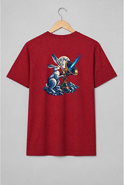 Generic Brand Tricou unisex cu Iepure cavaler cu sabie și antenă cosmică fantasy