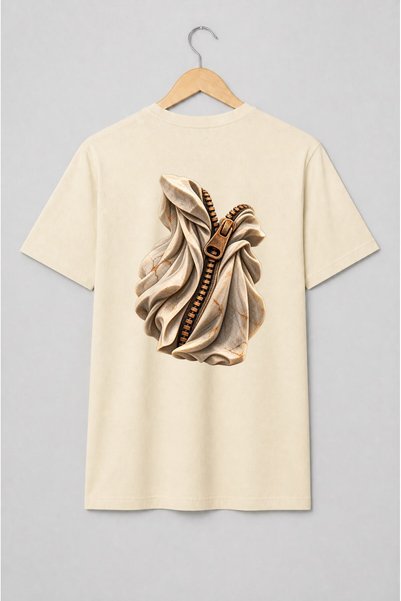 Generic Brand Tricou unisex cu Sculptură din marmură cu fermoar suprarealist