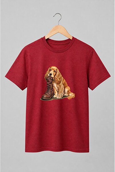 Generic Brand Tricou unisex cu Cocker spaniel cu bocanc vintage