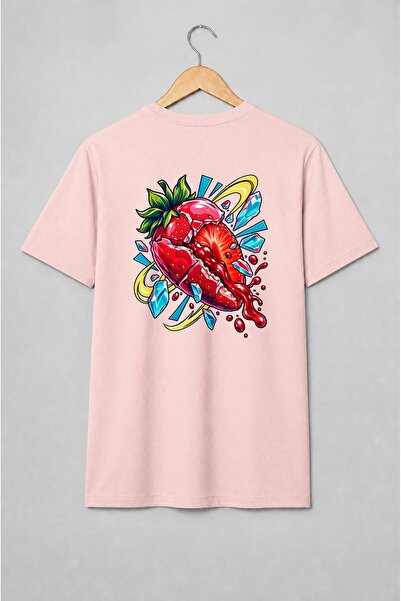 Generic Brand Tricou unisex cu Prăjitură cu căpșuni pop-art