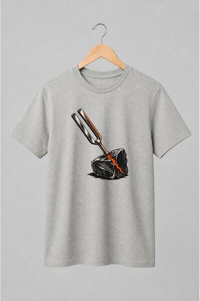Generic Brand Tricou unisex cu Diapazon și piatră crăpată ilustrație vintage