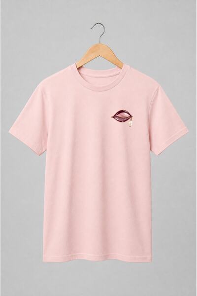 Generic Brand Tricou unisex cu Buze cu perlă în stil glamour