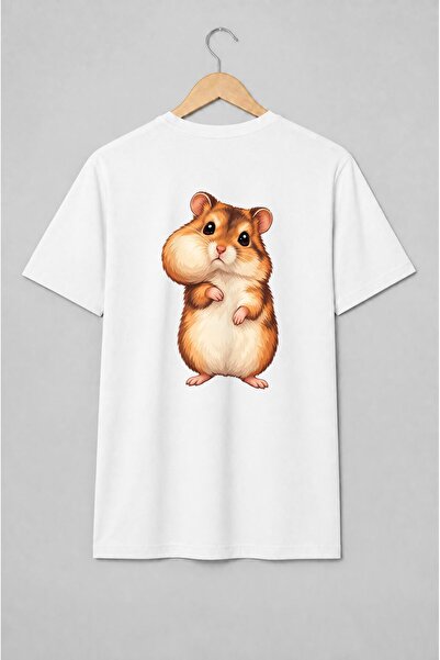Generic Brand Tricou unisex cu Hamster pufos în stil kawaii