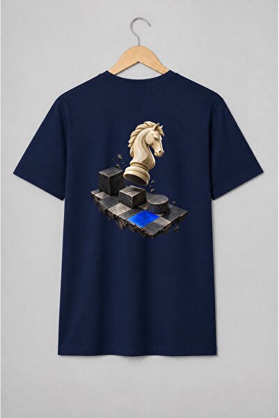 Generic Brand Tricou unisex cu Cal de șah 3D pentru pasionații de strategie