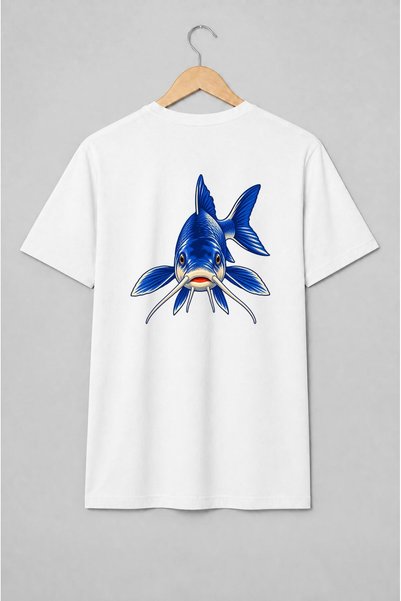 Generic Brand Tricou unisex cu Crap albastru pentru pescari