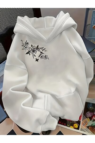 Deocept Unisex Butterfly Printed Hooded Comfortable Fit Sweatshirt with Kanga...