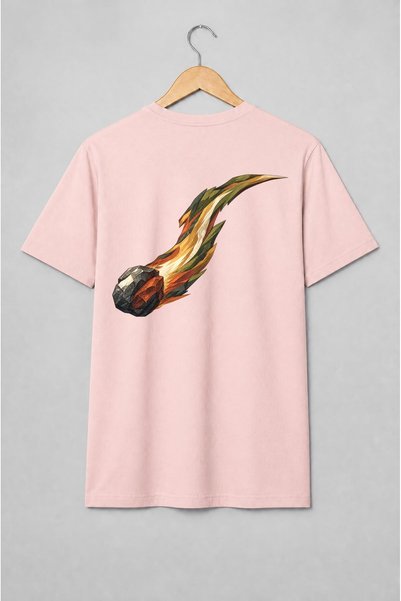 Generic Brand Tricou unisex cu Meteor cu coadă de foc în stil low poly