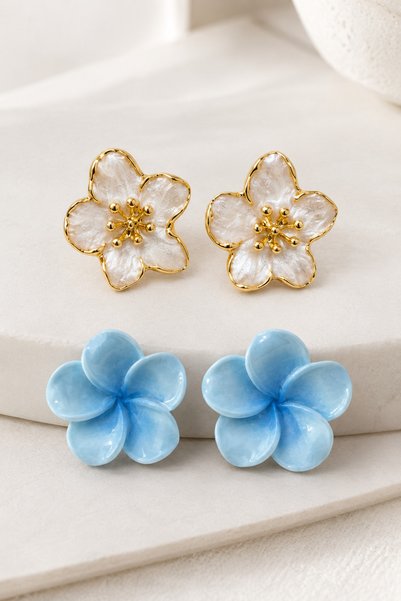 MRK 2'li Set Küpe Çiçek Lotus