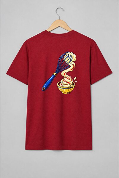 Generic Brand Tricou unisex cu Tel de bucătărie și frișcă în stil pop art