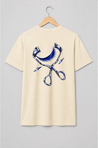Generic Brand Tricou unisex cu Foarfecă de coafor și geană albastră beauty