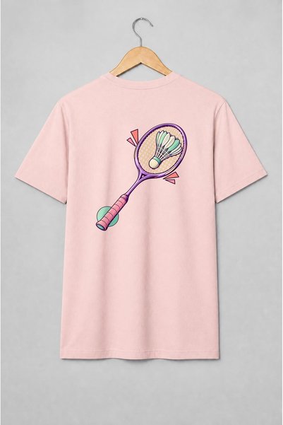 Generic Brand Tricou unisex cu Rachetă de badminton stil pop art