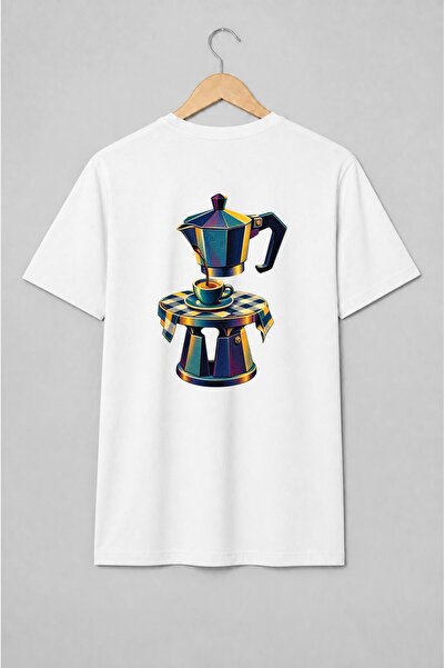 Generic Brand Tricou unisex cu Moka pot cu cafea espresso retro