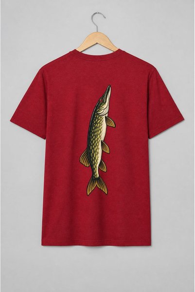 Generic Brand Tricou unisex cu Știucă stilizată pentru pescari