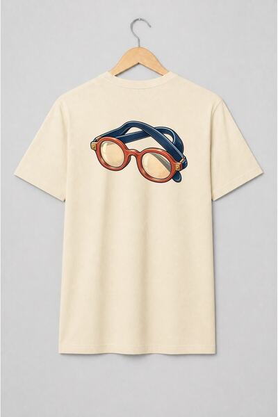 Generic Brand Tricou unisex cu Ochelari retro cu lentile rotunde
