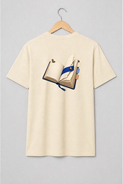 Generic Brand Tricou unisex cu Jurnal deschis cu semn de carte albastru vintage