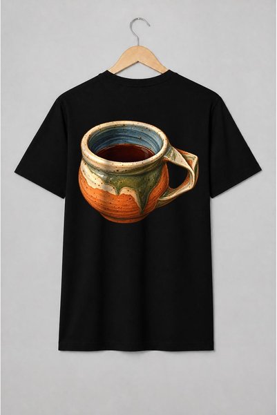 Generic Brand Tricou unisex cu Cană de ceramică rustică
