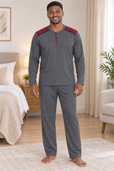 Mutlu City Men's Interlock Comfortable Fit Plaid Round Neck Cotton Pajama Set...