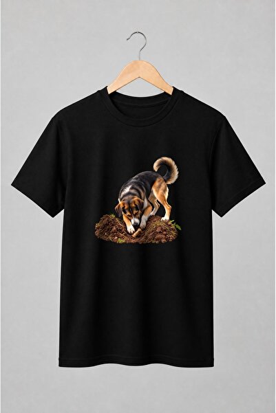 Generic Brand Tricou unisex cu Câine care sapă în pământ după os pentru iubit...