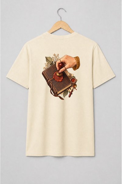 Generic Brand Tricou unisex cu Jurnal vintage cu sigiliu de ceară