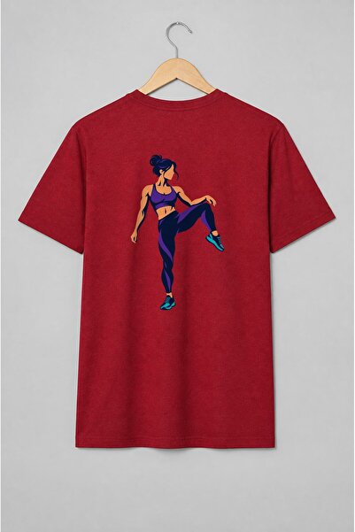 Generic Brand Tricou unisex cu Femeie sportivă în ținută fitness