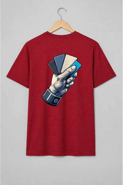 Generic Brand Tricou unisex cu Mână cu cărți de joc în stil comic