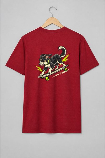 Generic Brand Tricou unisex cu Câine pe skateboard în stil streetwear