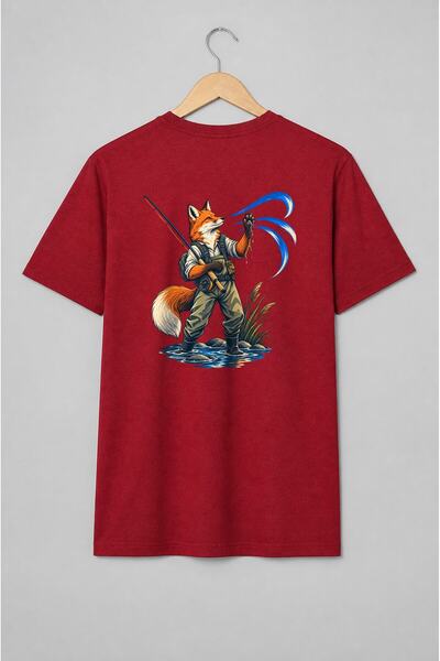 Generic Brand Tricou unisex cu Vulpe pescar cu undiță pentru pasionații de pe...