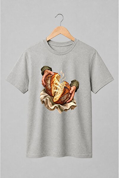 Generic Brand Tricou unisex cu Pâine artizanală ruptă stil rustic