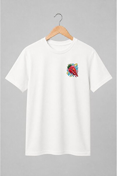 Generic Brand Tricou unisex cu Căpșuni cu sos curgător pop art