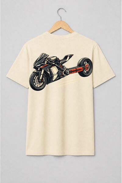 Generic Brand Tricou unisex cu Motocicletă sport futuristă cu accente roșii