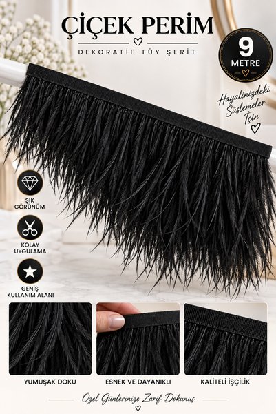 ÇİÇEK PERİMM Flower Perim Decorative Feather Ribbon 9 Meters Decoration and D...